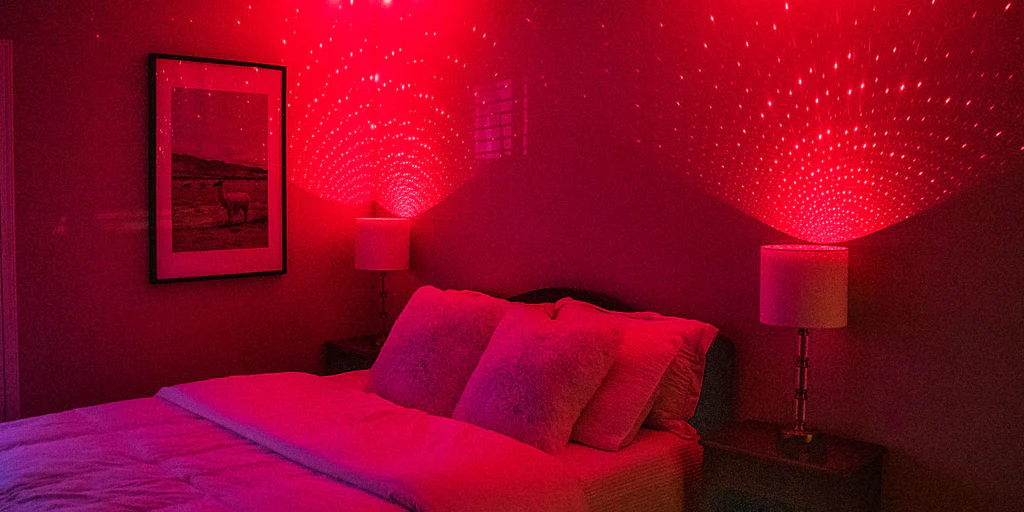 Red LED Lighting in bedroom